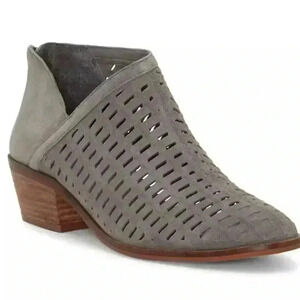 Vince Camuto women's Pekkan Perforated Suede Booties in Graystone,  size 8.5